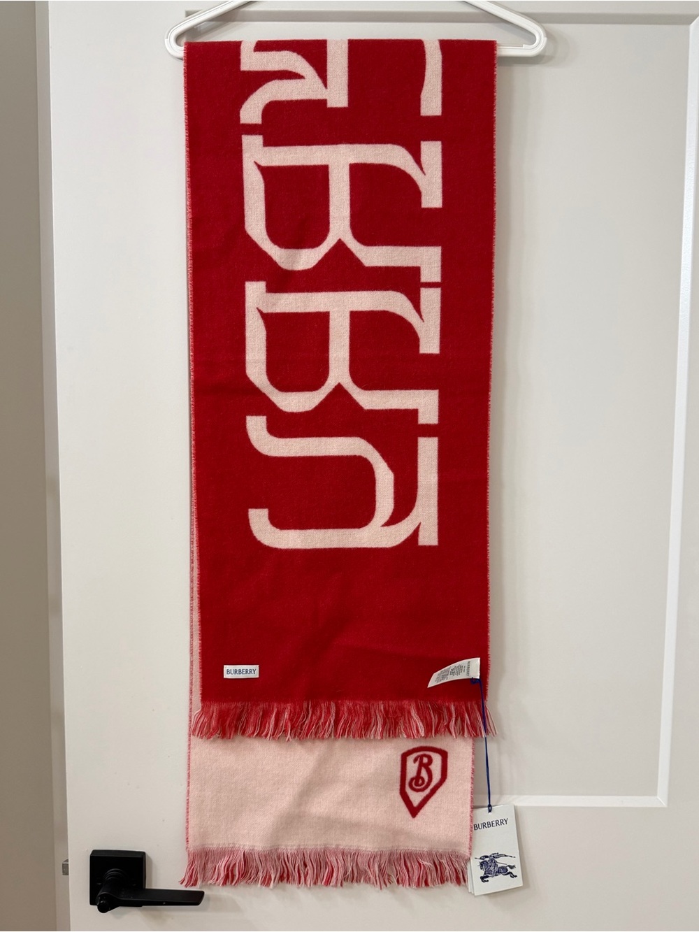 Burberry Red and Pink Logo Bath Towel